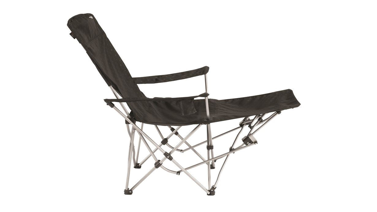 Outwell Catamarca Lounger Folding Arm Chair - Black feature image side view of chair