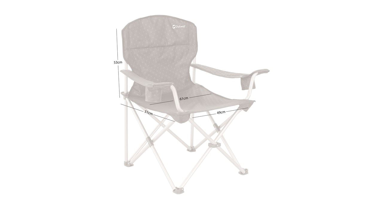 Outwell Catamarca XL Folding Arm Chair - Forest Green feature image showing dimensions