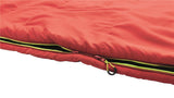Outwell Celebration Lux Single Sleeping Bag - Red close up of 2 way zips