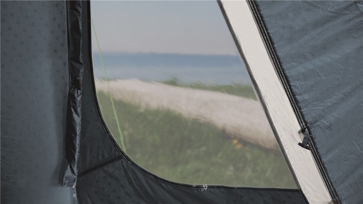 Outwell Cloud 3 - 3 Berth Dome Tent lifestyle image of window with sea view