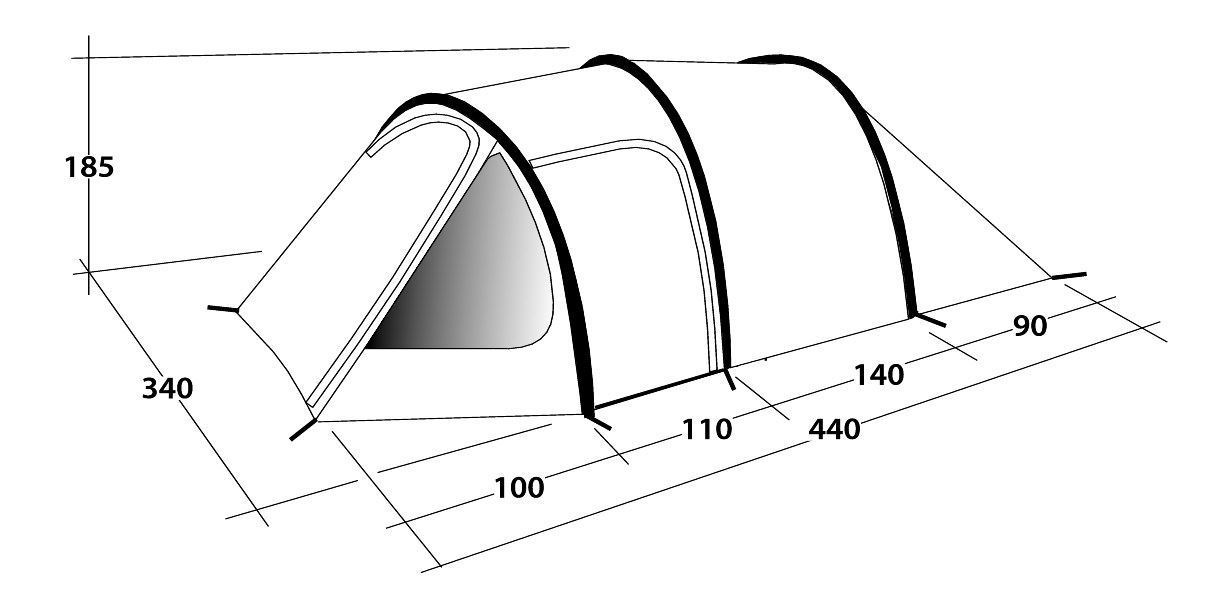 Outwell Earth 5 Tunnel Tent - Dimensions of Earth 5 Tent