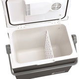 Outwell ECOcool 24 Litre 12 & 230 Volt Coolbox - Grey showing inside with divider