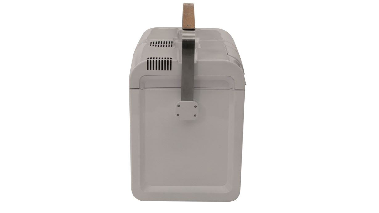 Outwell ECOlux 24 Litre Coolbox 12 & 230 Volts - Light Grey side view image of coolbox