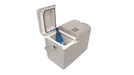 Outwell ECOlux 35 Litre Coolbox 12 & 230 Volts - Light Grey feature image of coolbox with water bottle in it