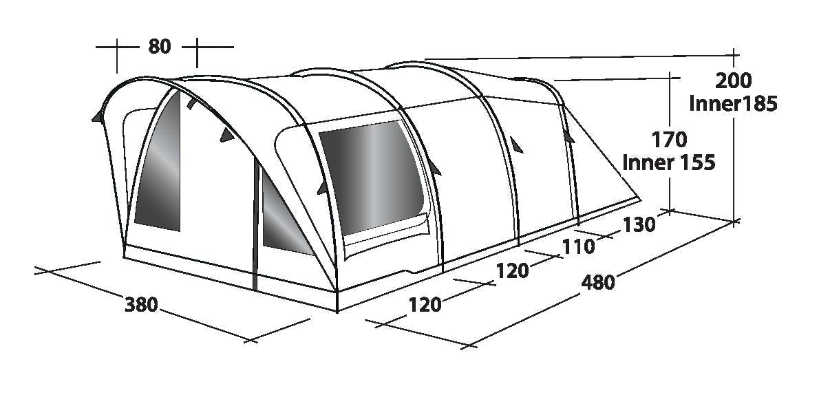 111301 Outwell Lawndale 6 Tunnel tent layout image
