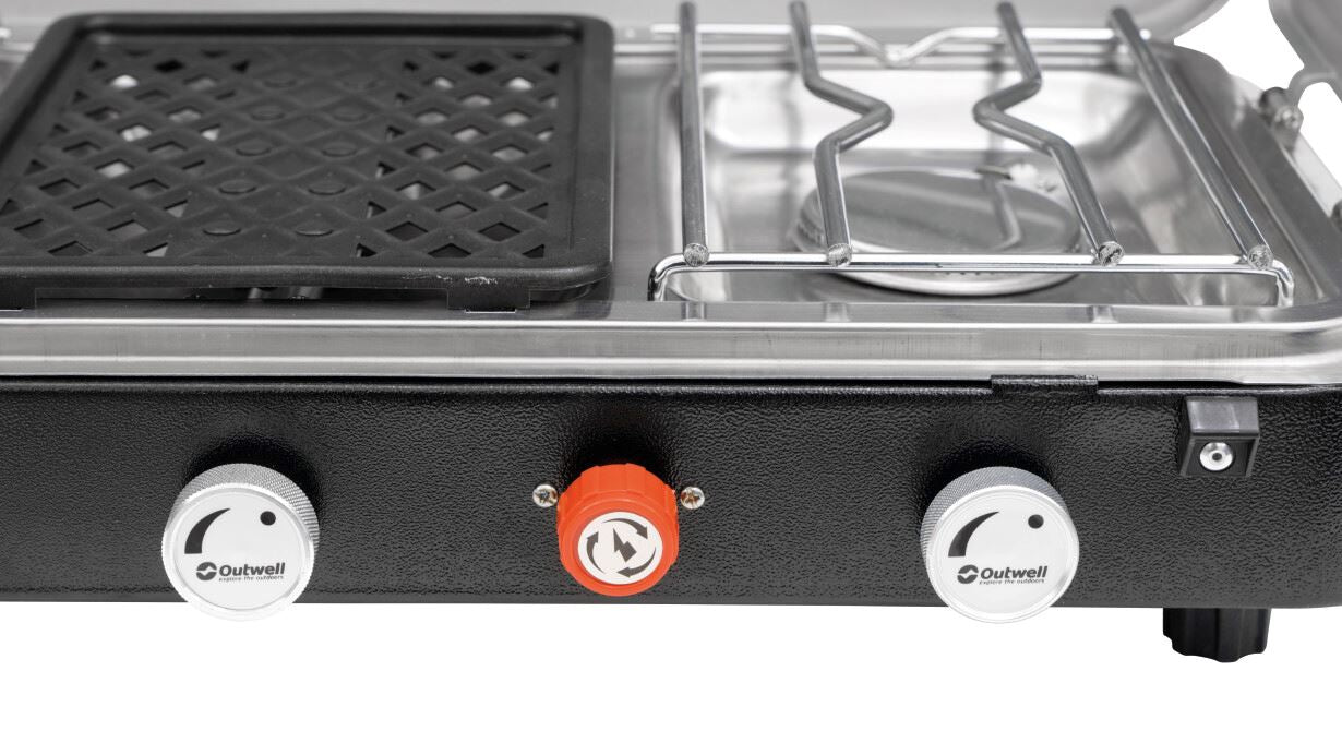 Outwell Rukutu - LPG Gas Portable Camping Stove feature image showing close up of knobs