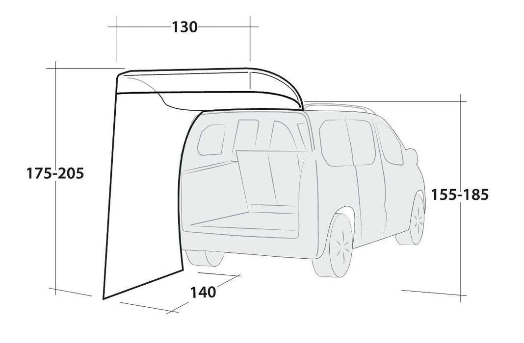 Outwell Upcrest - Vehicle Awning Tailgate Shelter layout image  