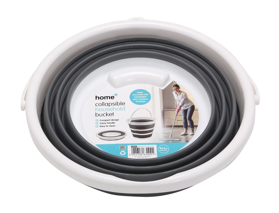 Quest Collapsible-wares 10L Round Bucket  - bucket collapsed - grey