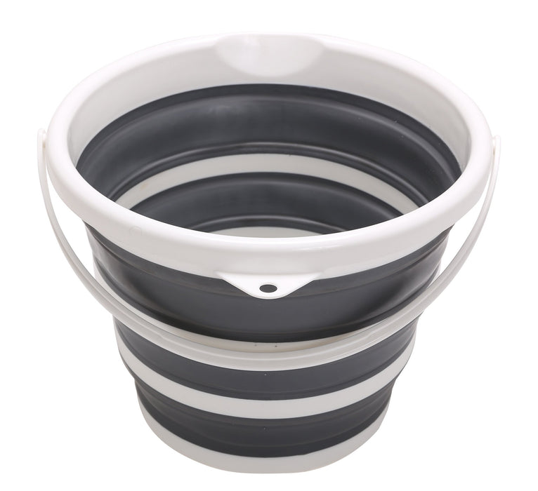 Quest Collapsible-wares 10L Round Bucket  - Grey and white stripped bucket