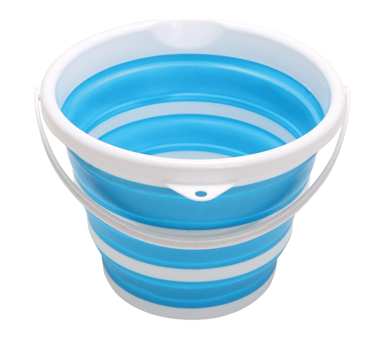 Quest Collapsible-wares 10L Round Bucket  - Feature picture - blue and white stripped bucket