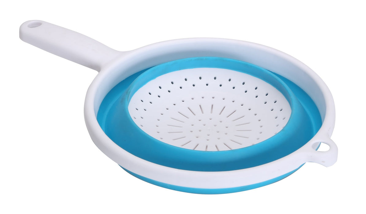 Quest Collapsible-wares strainer - white and blue strainer collapsed