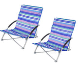 Yello Low Beach Chair - Blue Stripe - set of two