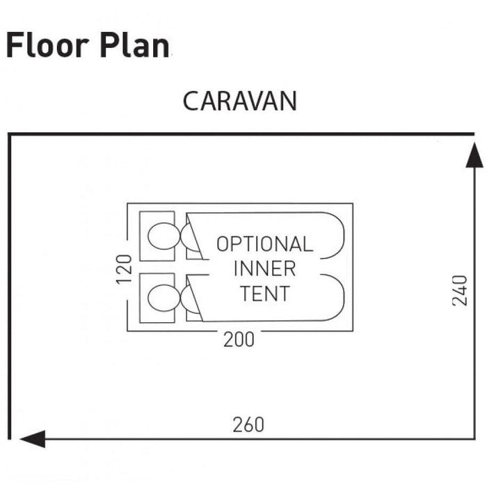Sunncamp Dash Air 260 SC Caravan Porch Awning floorplan