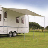 Sunncamp Sunnshield Sun Canopy Awning 390 - piteched on campsite showing poles and guylines