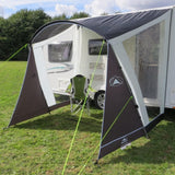 Sunncamp Swift 260 Caravan Canopy - side view with example chairs under canopy cover