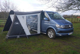 Sunncamp Swift 260 Van Canopy Low side view of awning on blue van