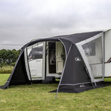 Sunncamp Swift Air 325 Caravan Sun Canopy - pitched to caravan showing example campsite use