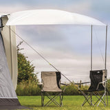 Sunncamp Swift Side Sun Canopy (2020) with example chairs pitched to right hand side of awning