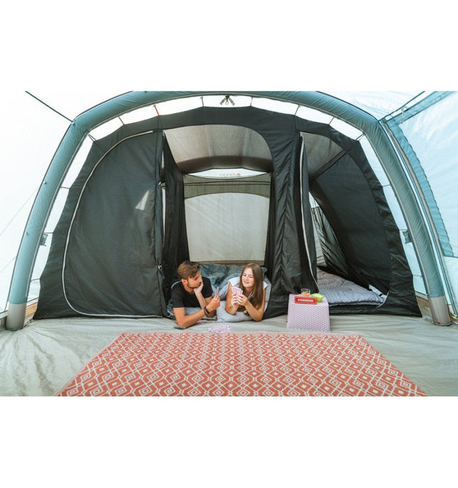 Vango Lismore 600XL 6 Berth Tunnel Tent & Groundsheet Package lifestyle image of internal  living space and inner tents