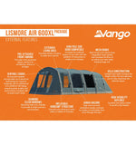 Vango Lismore 600XL 6 Berth Tunnel Tent & Groundsheet Package external feature images