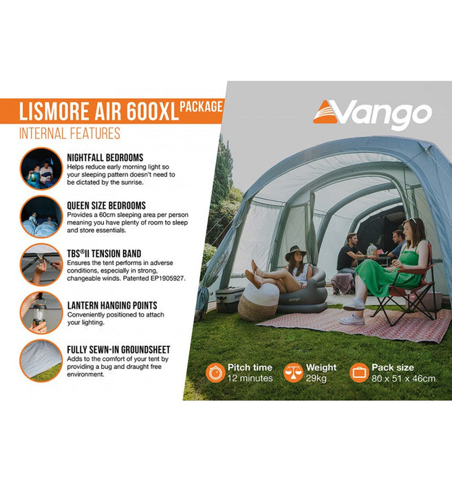 Vango Lismore 600XL 6 Berth Tunnel Tent & Groundsheet Package Internal features image