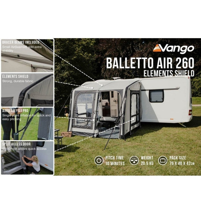 Vango Balletto Air 260 Inflatable Air Caravan Awning External features