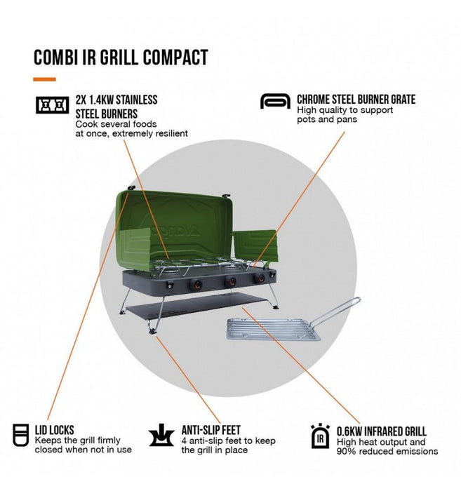 Vango Combi IR Compact LPG Gas Grill Cooker Feature List