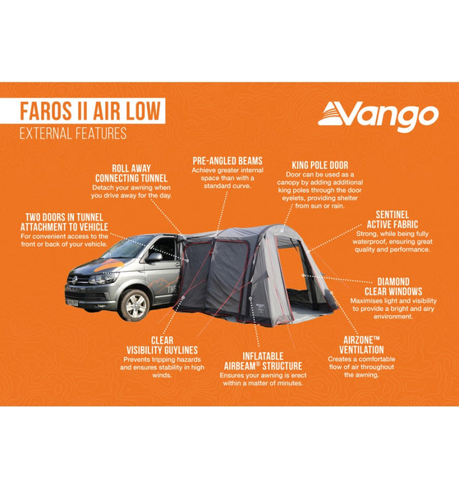 Vango Faros II Air Inflatable Driveaway Awning Smoke - Low external feature images