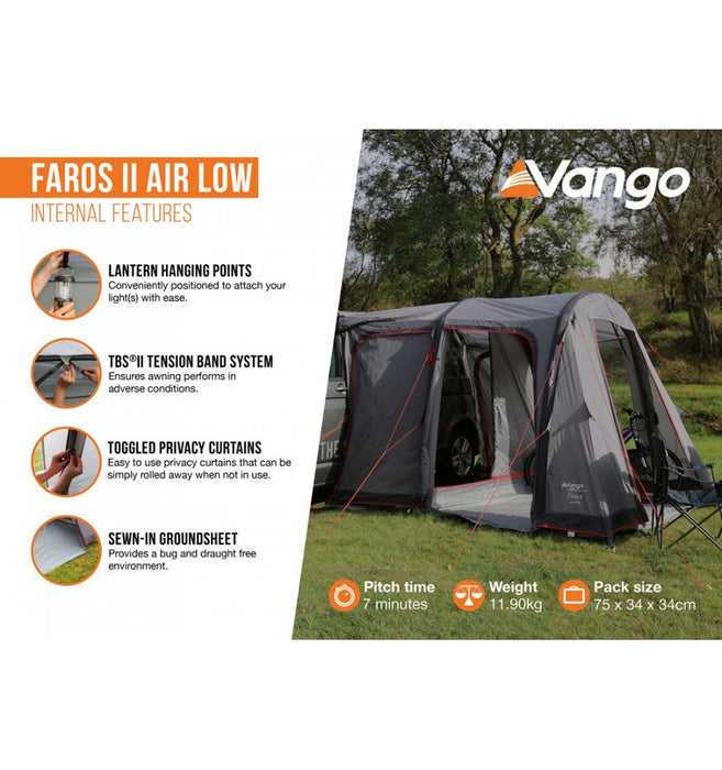 Vango Faros II Air Inflatable Driveaway Awning Smoke - Low internal features image