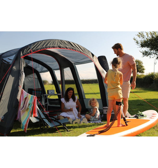 Vango Galli CC Air Inflatable Drive Away Awning - Low lifestyle image of front canopy open