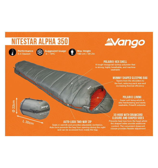 Vango Nitestar Alpha 350 Sleeping Bag - Fog - Features image