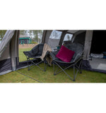 Vango Titan 2 Oversized Padded Chair lifestyle images of chairs in tent with cushion and blanket