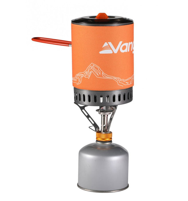 Vango Ultralight Heat Exchanger Cook Kit Grey / Cooking pot, cutlery and bowls - cooking pot on atom stove with gas cannister 