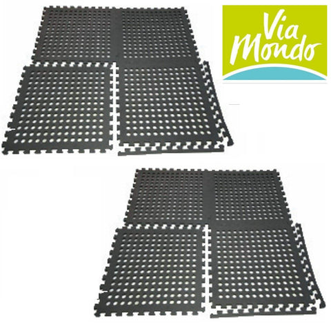 Via Mondo Interlocking Floor Tiles Dark Grey pack of 8
