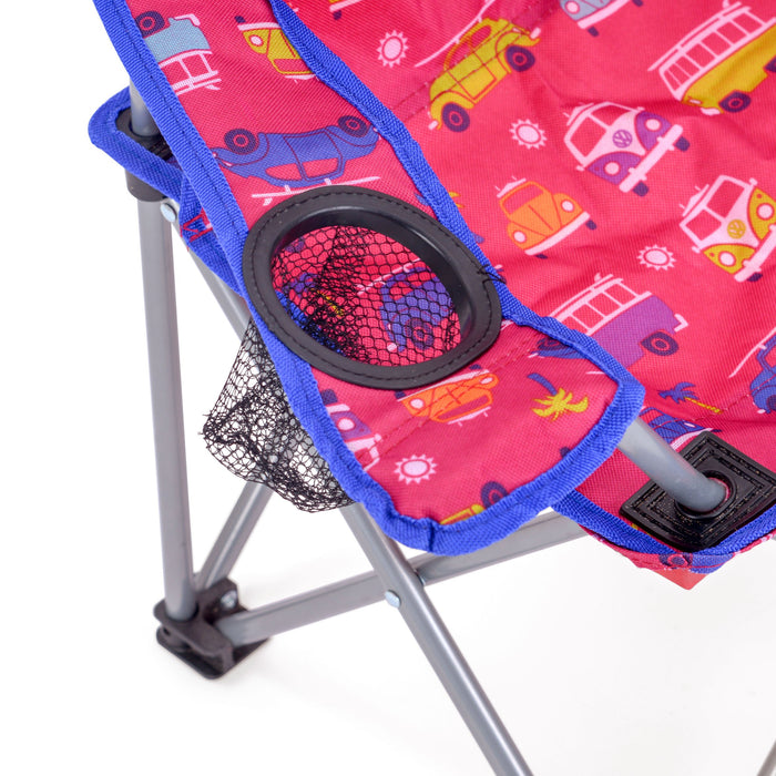 Volkswagen / VW Kids Folding Camping Chair - Pink cup holder