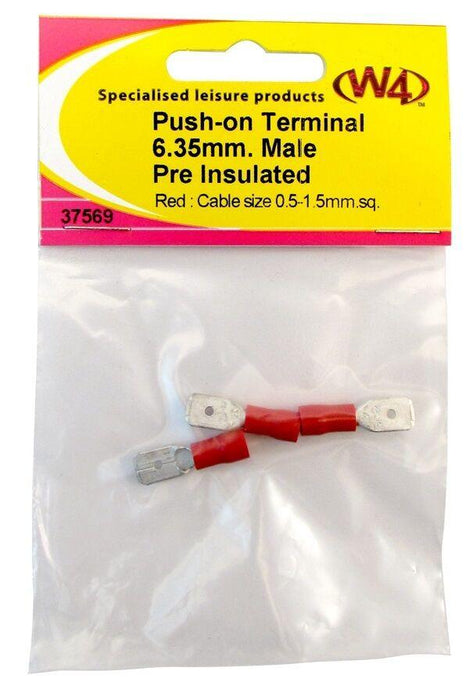 W4 PUSH ON TERMINAL M 6.35 (3) BLUE OR RED